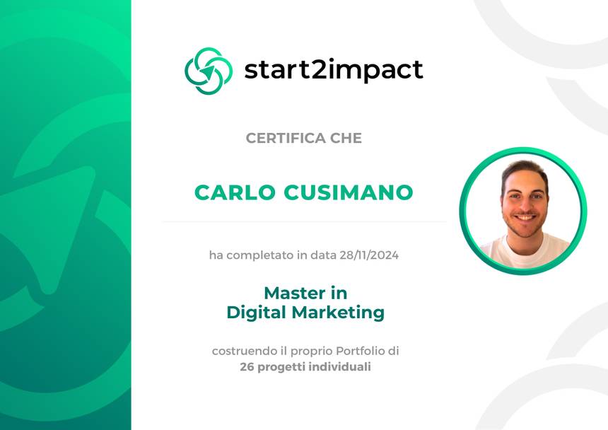 Attestato Master in Digital Marketing